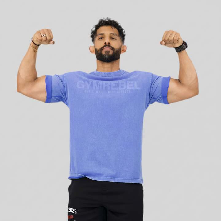 Washed-off Oversized T-shirt LIFTING CLUB (230gsm)