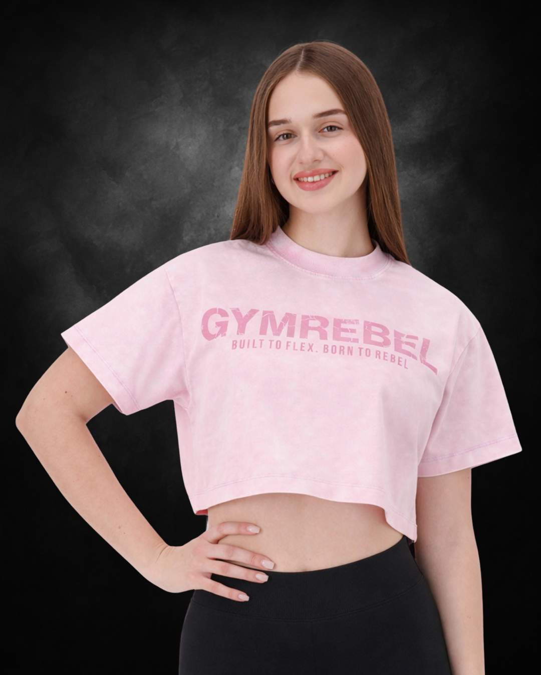 Washed-off Oversized Crop Top Lifting Club