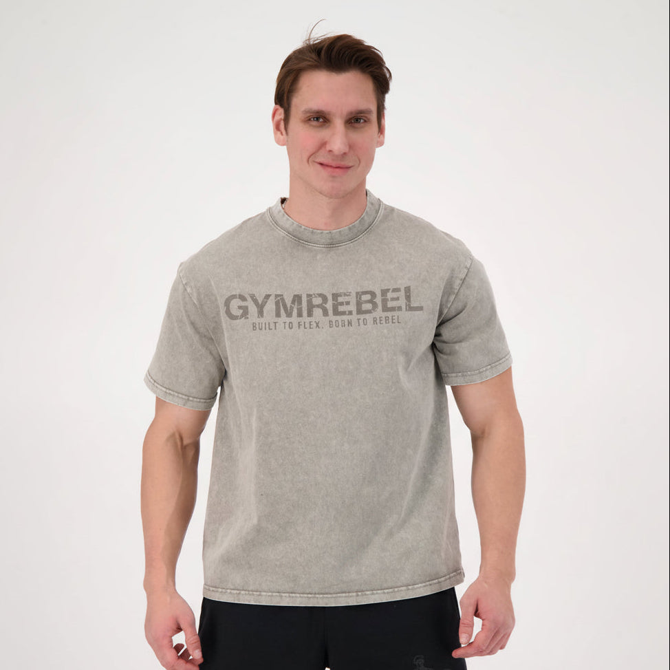 Washed-off Oversized T-shirt LIFTING CLUB (230gsm)