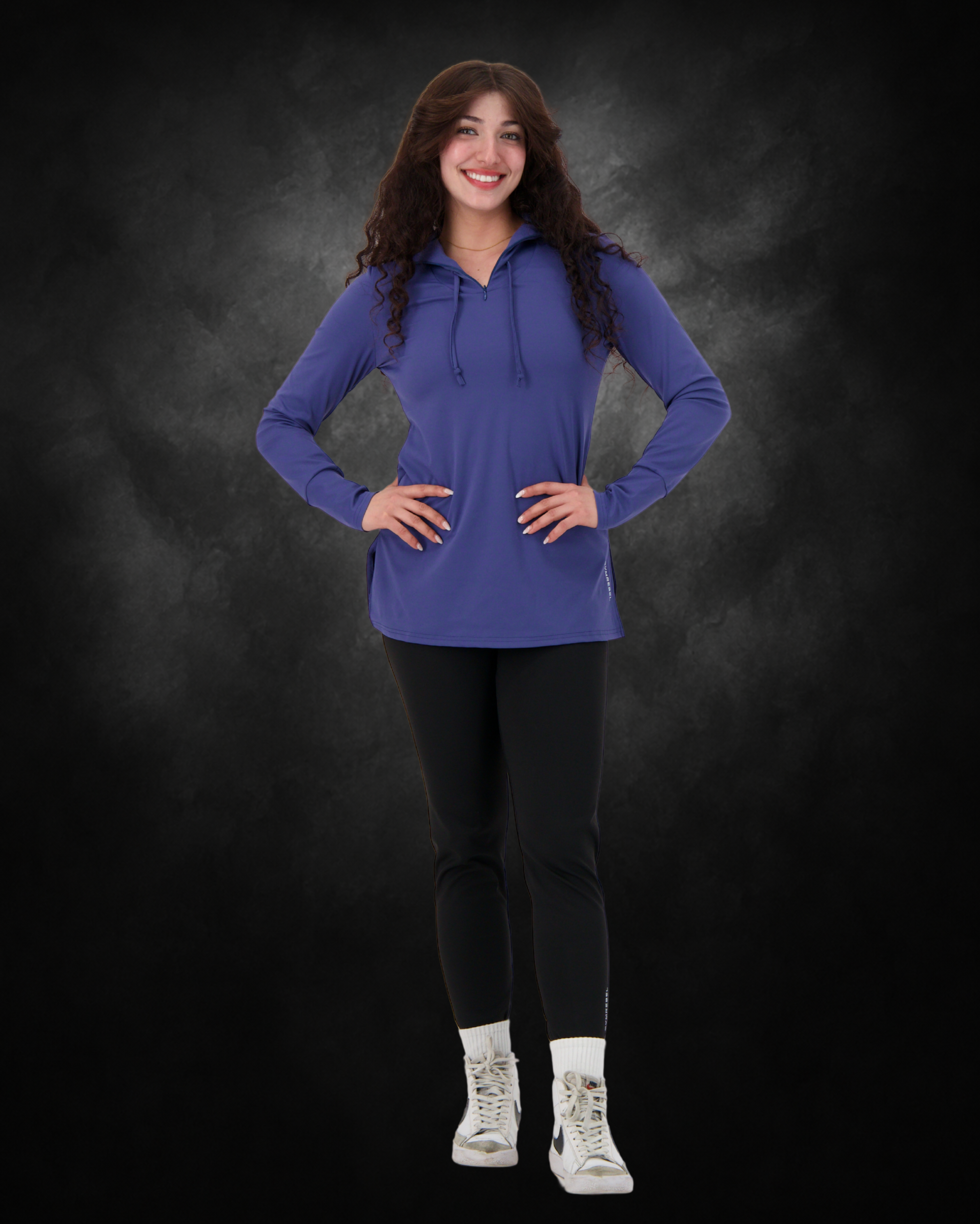 HAYA Long Sleeve Training Set (Purple Long Sleeve + Black Leggings)